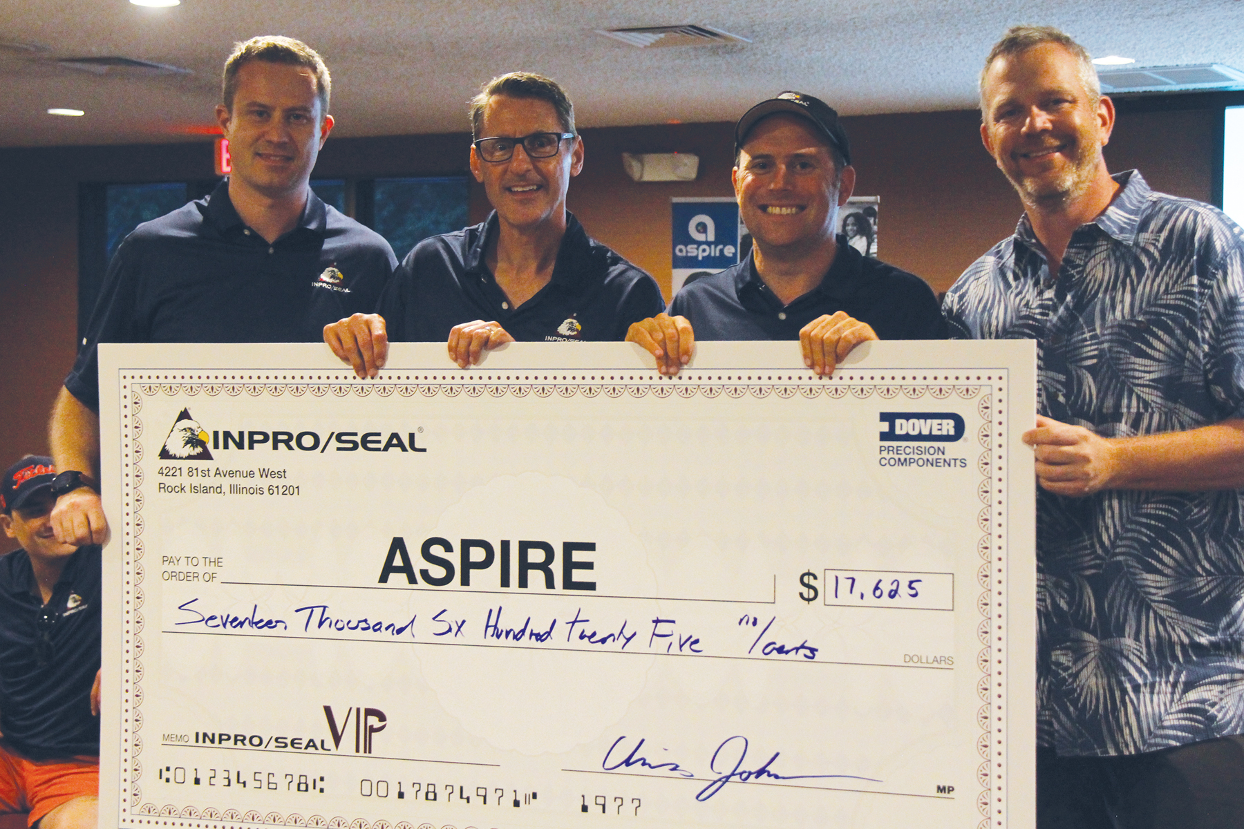 Inpro/Seal donation to Aspire, charity golf tournament 2018